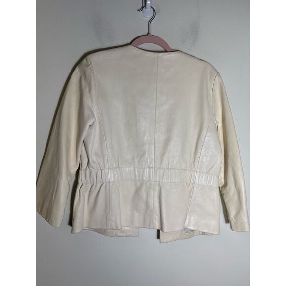 Theory Off White Leather "Lidia" Jacket Sz M - Picture 2 of 3
